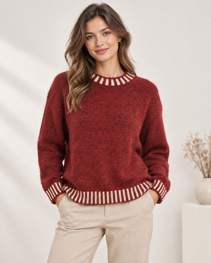 CONTRAST STITCH WOOL BLEND JUMPER