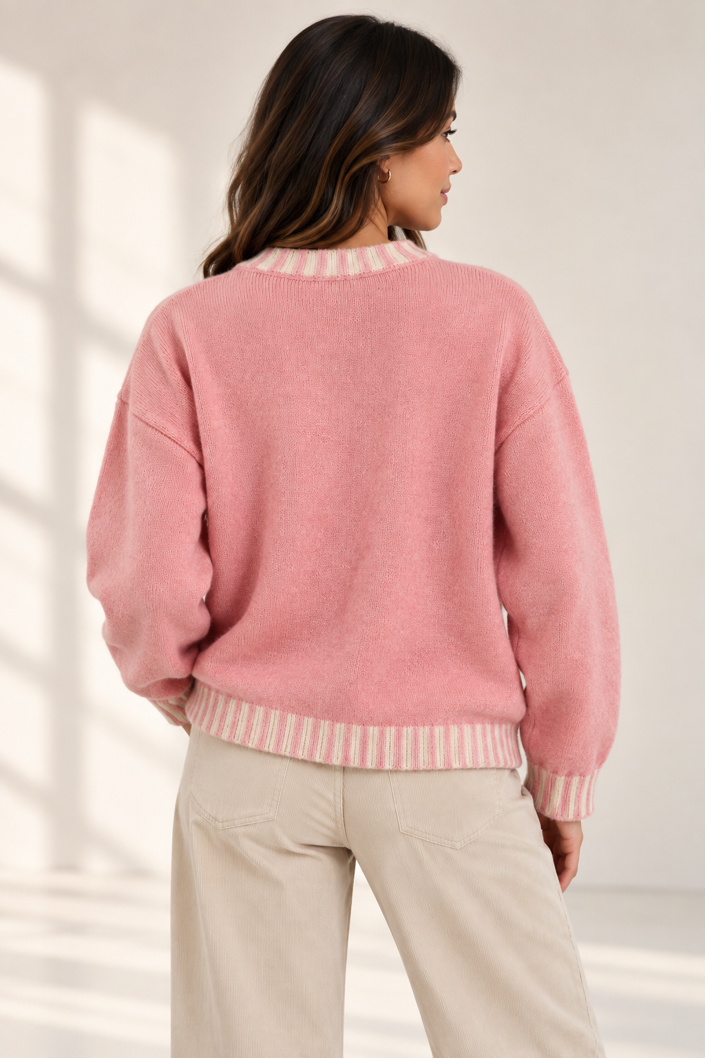 CONTRAST STITCH WOOL BLEND JUMPER