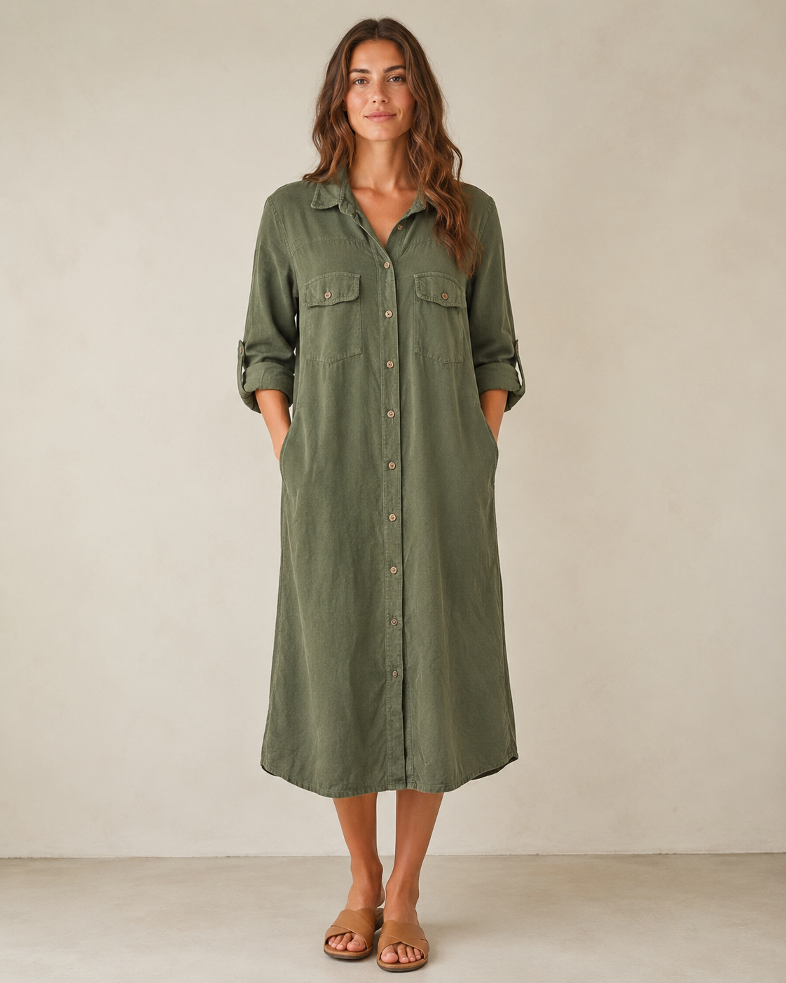 NEEDLECORD BUTTON THROUGH DRESS