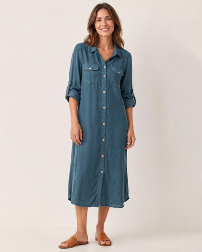 NEEDLECORD BUTTON THROUGH DRESS