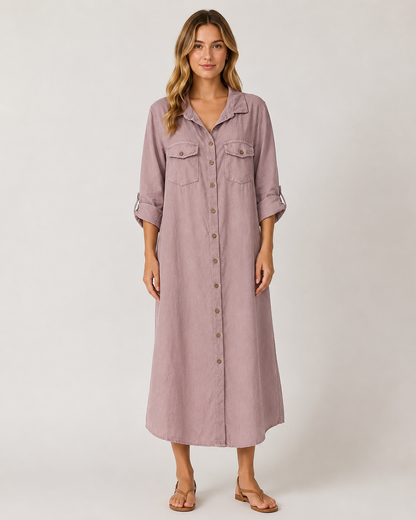 NEEDLECORD BUTTON THROUGH DRESS