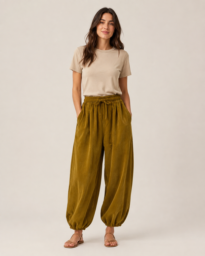 NEEDLECORD DRAWSTRING TROUSERS