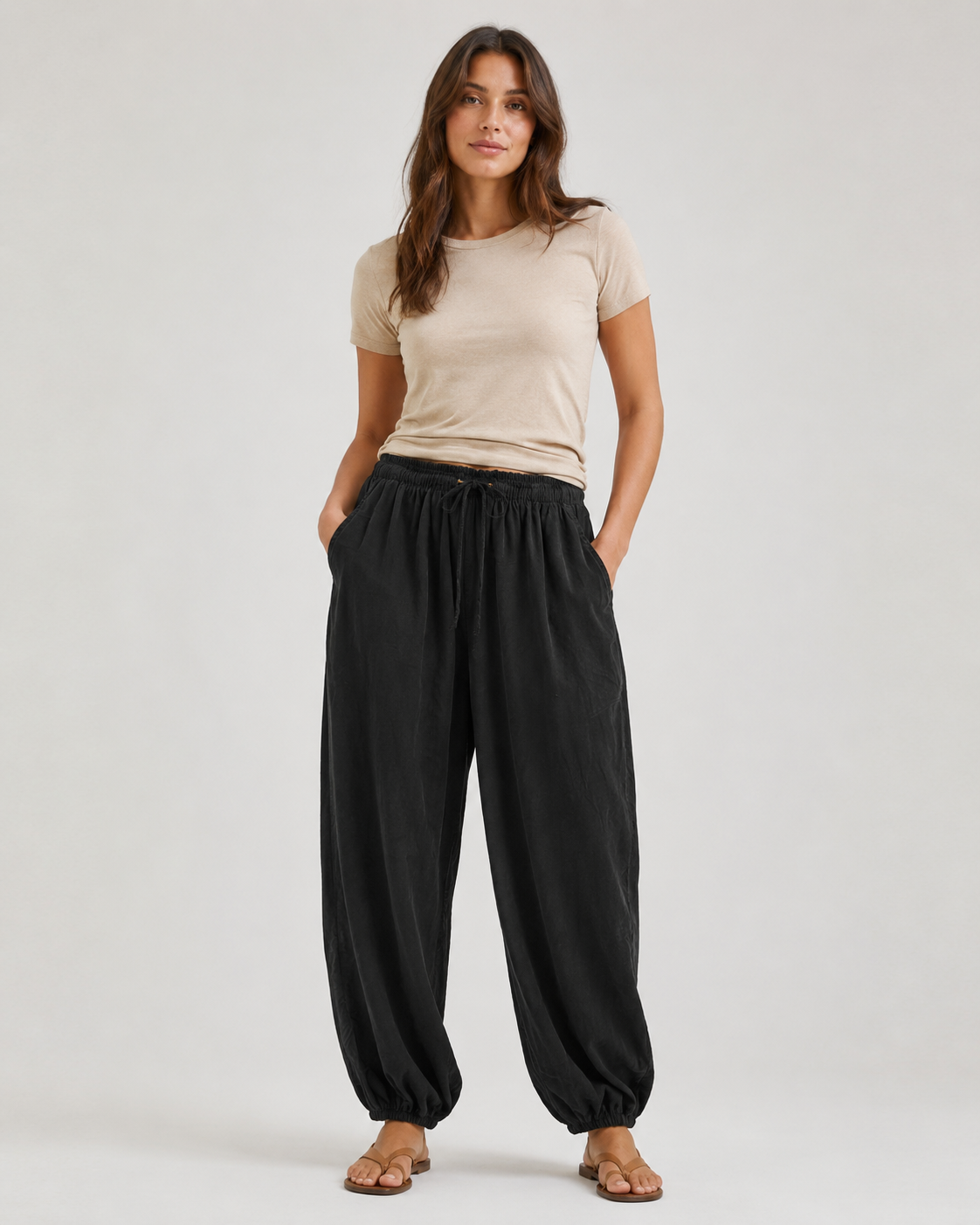 NEEDLECORD DRAWSTRING TROUSERS
