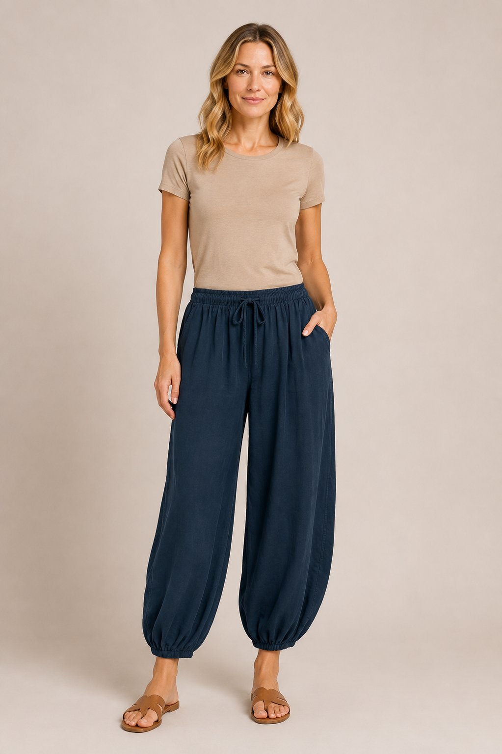 NEEDLECORD DRAWSTRING TROUSERS