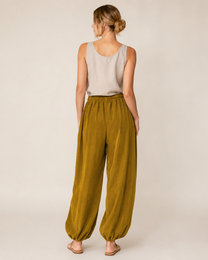 NEEDLECORD DRAWSTRING TROUSERS