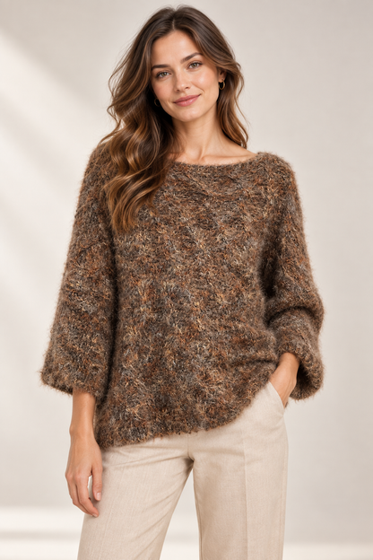TEXTURED DIAMOND PATTERN KNIT JUMPER