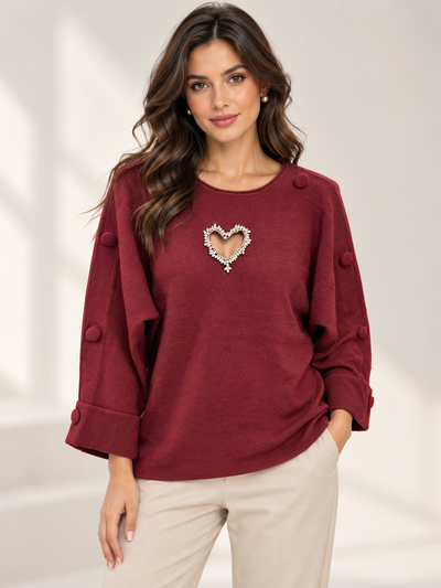 HEART DIAMOND DETAIL JUMPER