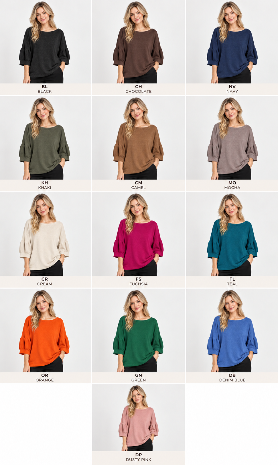 SCOOP JUMPER WITH PUFF SLEEVES