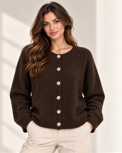 WOOL BLEND BUTTONED CARDIGAN