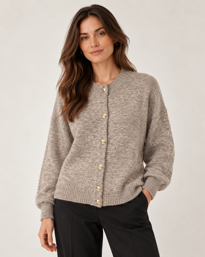 WOOL BLEND BUTTONED CARDIGAN