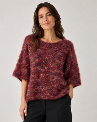 TEXTURED DIAMOND PATTERN KNIT JUMPER