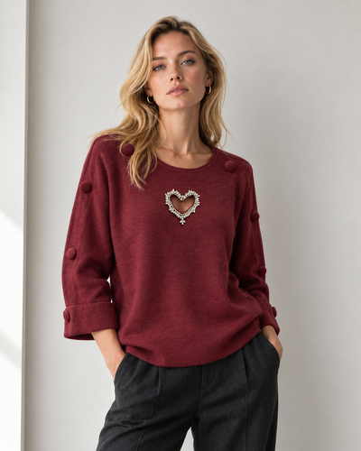 HEART DIAMOND DETAIL JUMPER