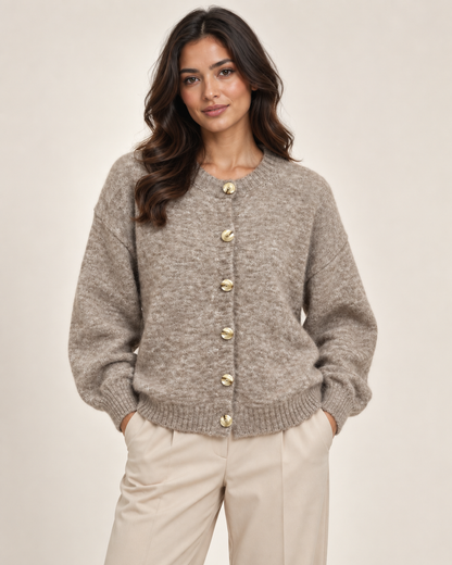 WOOL BLEND BUTTONED CARDIGAN