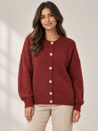 WOOL BLEND BUTTONED CARDIGAN