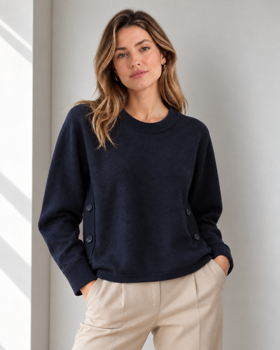 RIBBED SIDE BUTTON JUMPER