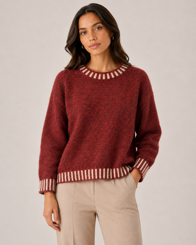CONTRAST STITCH WOOL BLEND JUMPER