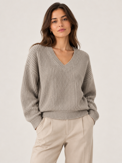 V-NECK TEXTURED JUMPER