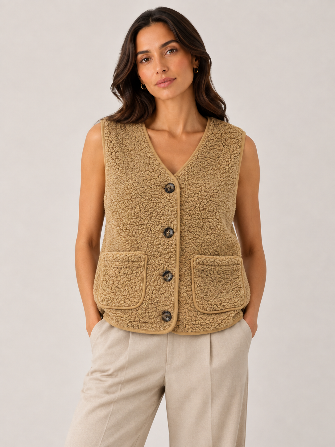 TEDDY FLEECE BUTTONED VEST