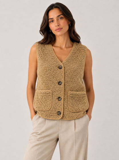 TEDDY FLEECE BUTTONED VEST