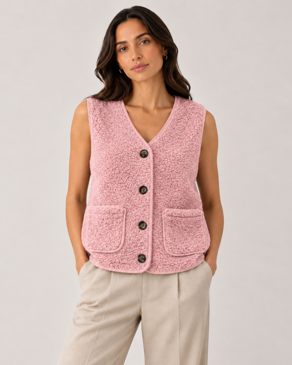 TEDDY FLEECE BUTTONED VEST