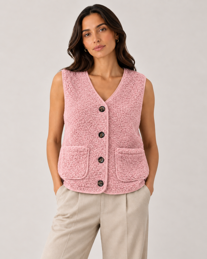 TEDDY FLEECE BUTTONED VEST