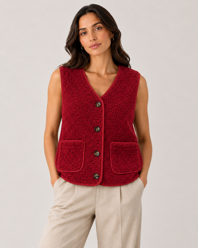 TEDDY FLEECE BUTTONED VEST