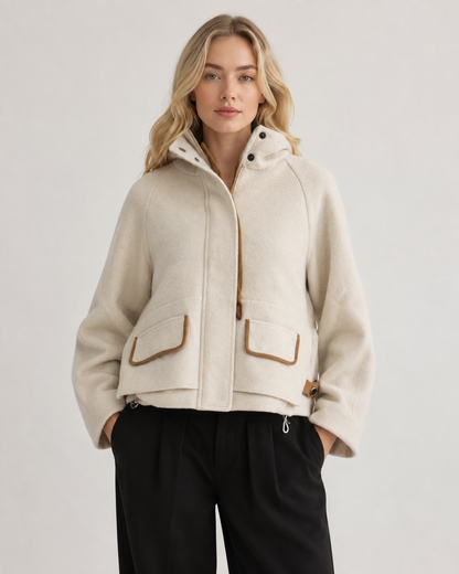 ZIP UP HOODED KNITTED JACKET