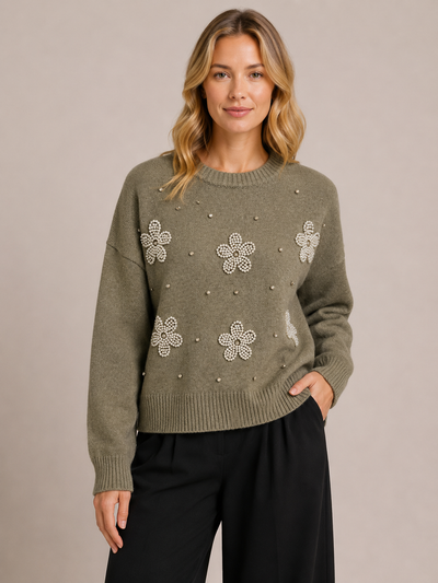 SCOOP DIAMOND FLOWER DETAIL JUMPER
