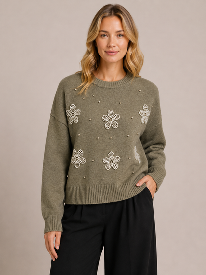 SCOOP DIAMOND FLOWER DETAIL JUMPER
