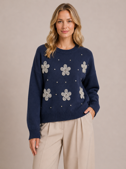 SCOOP DIAMOND FLOWER DETAIL JUMPER