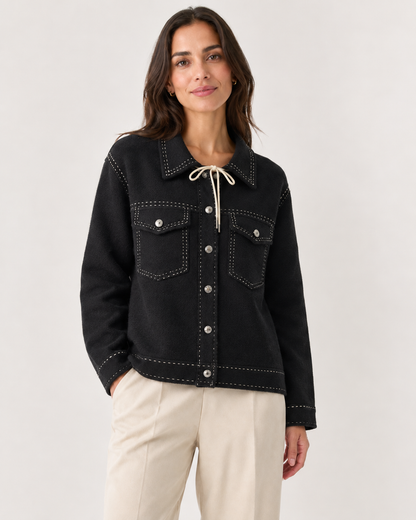 WOOL BLEND COLLAR HOODED JACKET