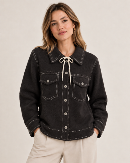 WOOL BLEND COLLAR HOODED JACKET