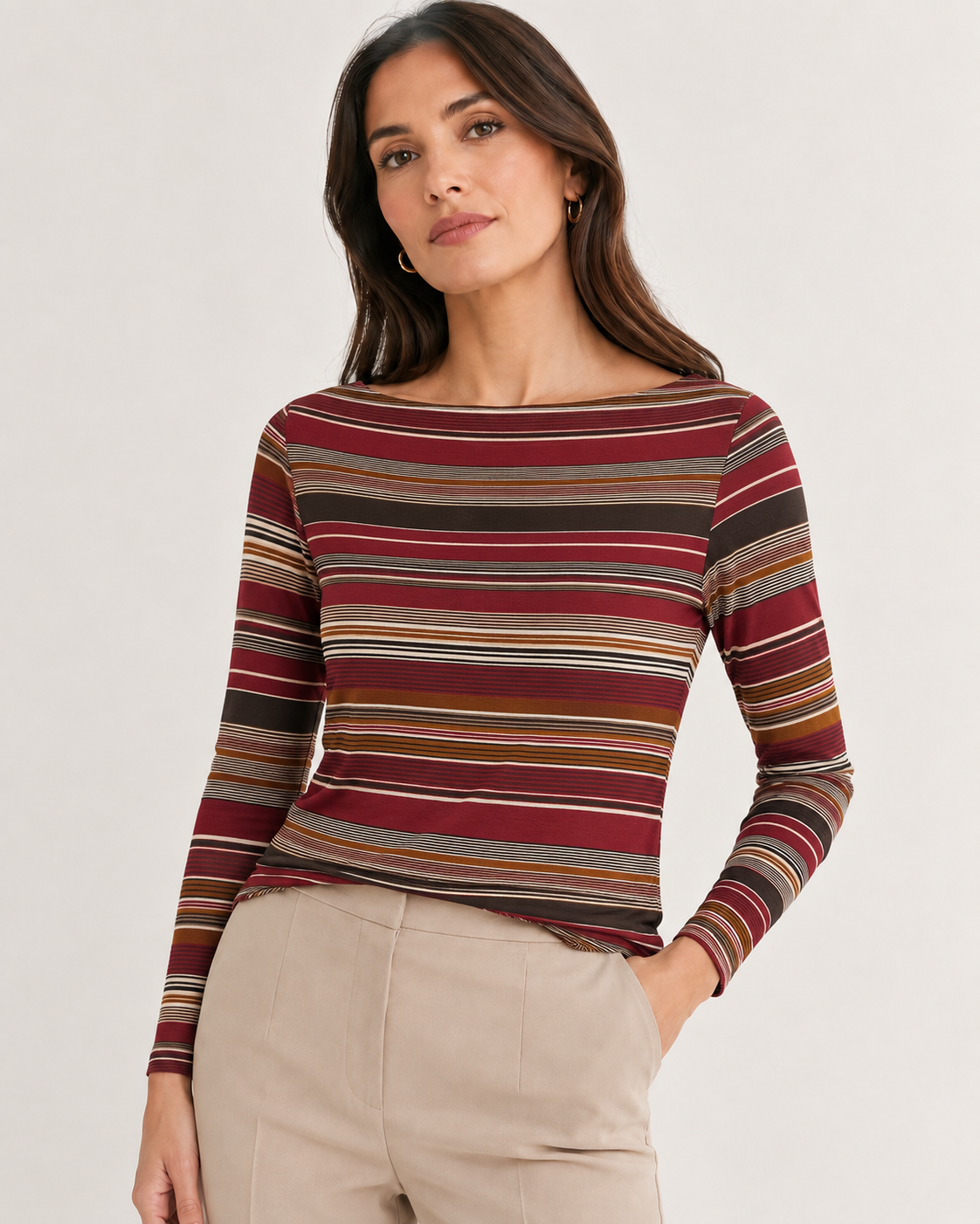STRIPED CASHMERE PRINT TOP
