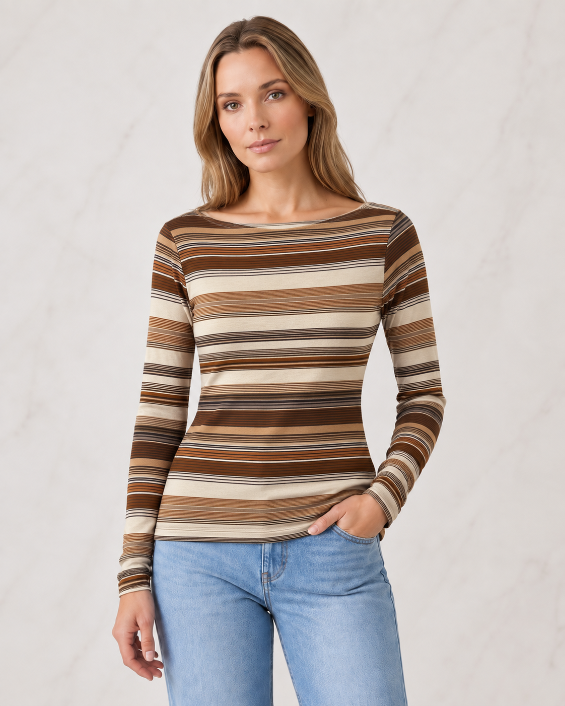 STRIPED CASHMERE PRINT TOP