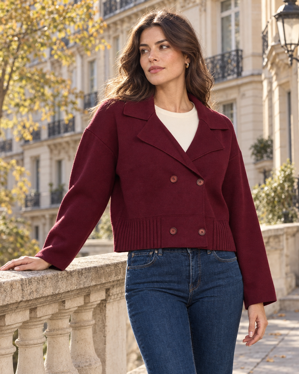 DOUBLE BREASTED KNITTED JACKET