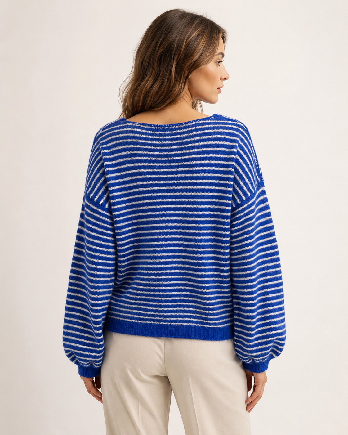 WOOL BLEND STRIPED CARDIGAN