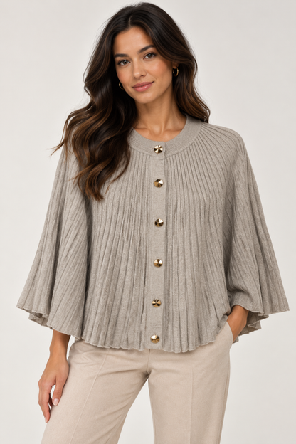 RIBBED GOLD BUTTON PONCHO