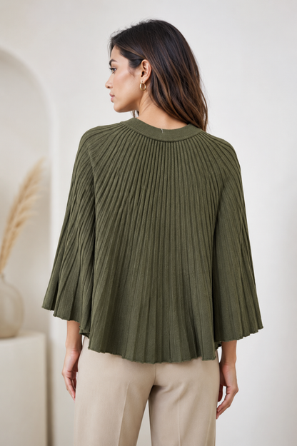 RIBBED GOLD BUTTON PONCHO