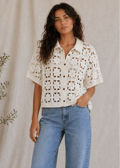 FLORAL CROCHET SHIRT