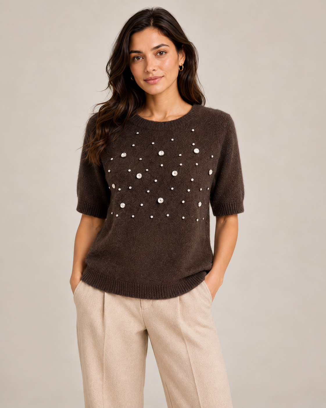 SCOOP DIAMOND HALF SLEEVE JUMPER