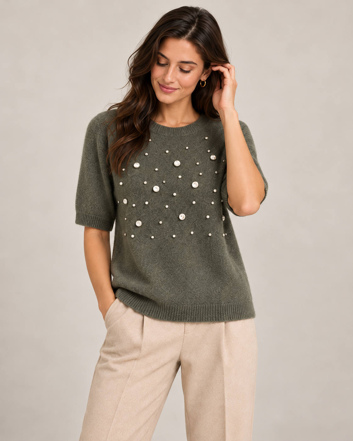 SCOOP DIAMOND HALF SLEEVE JUMPER
