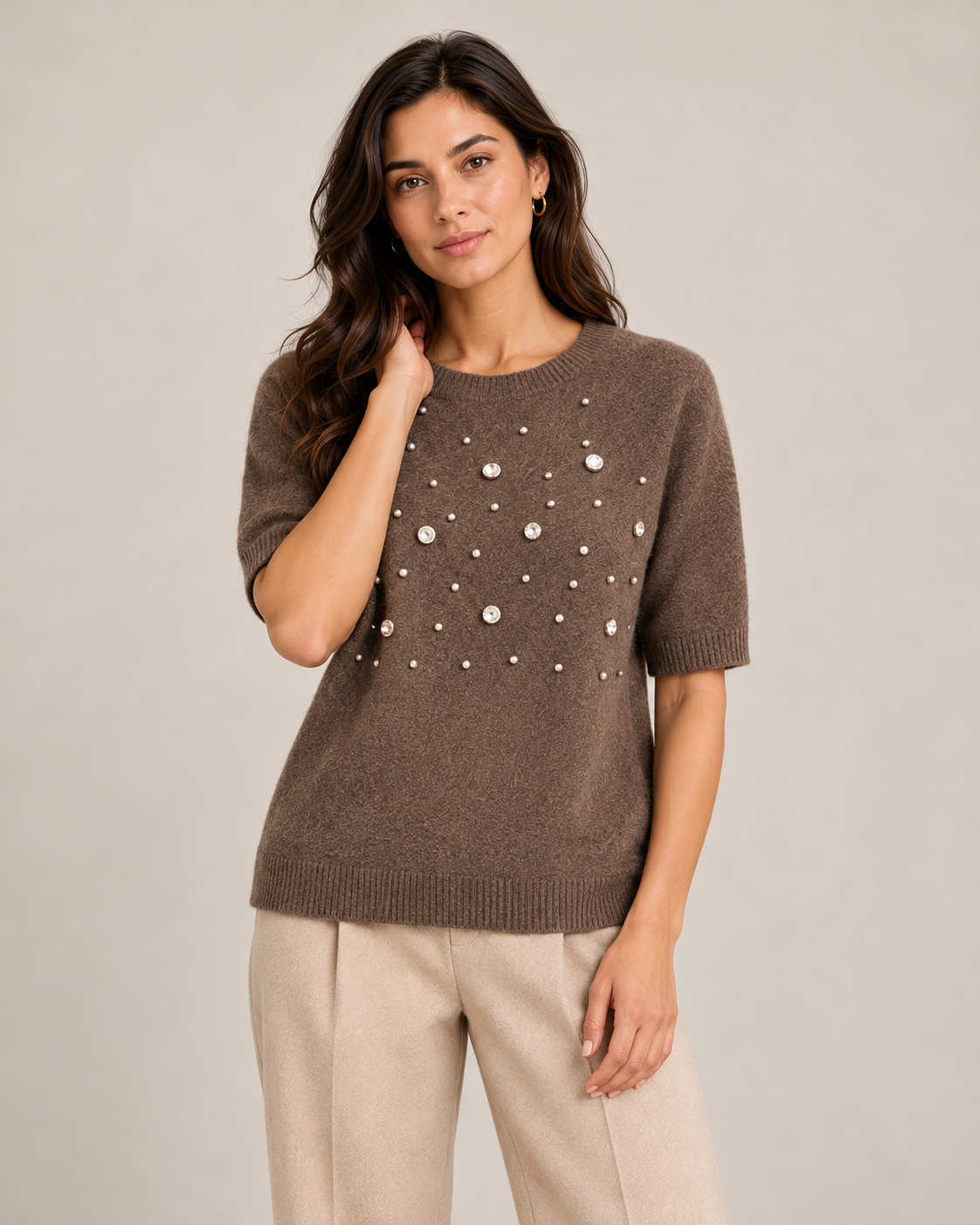 SCOOP DIAMOND HALF SLEEVE JUMPER
