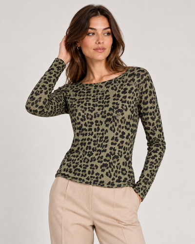 LEOPARD PRINT CASHMERE TOP
