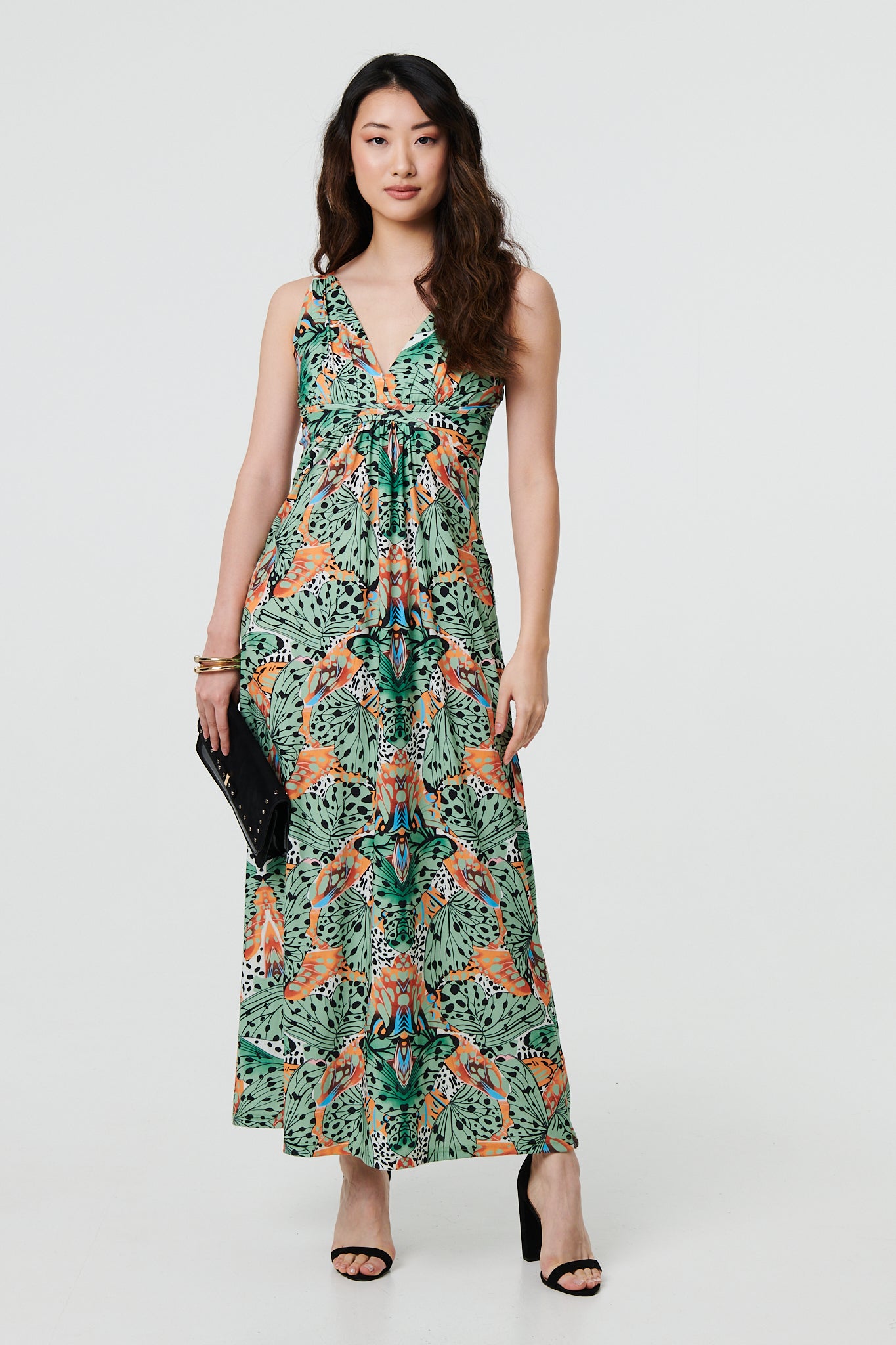 Tropical Print Empire Maxi Dress in GREEN [PK-8]