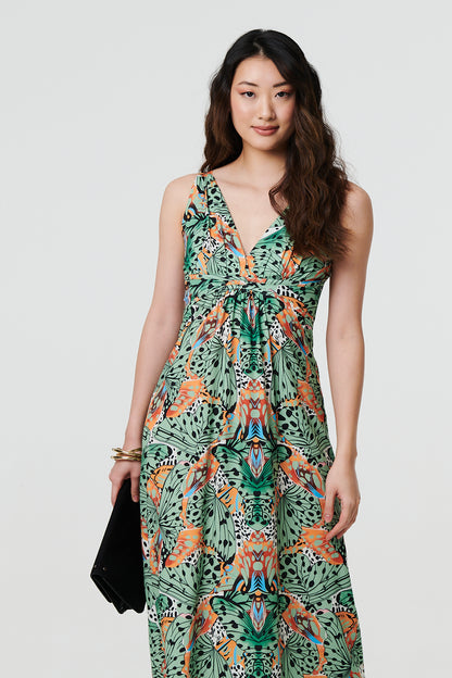 Tropical Print Empire Maxi Dress in GREEN [PK-8]