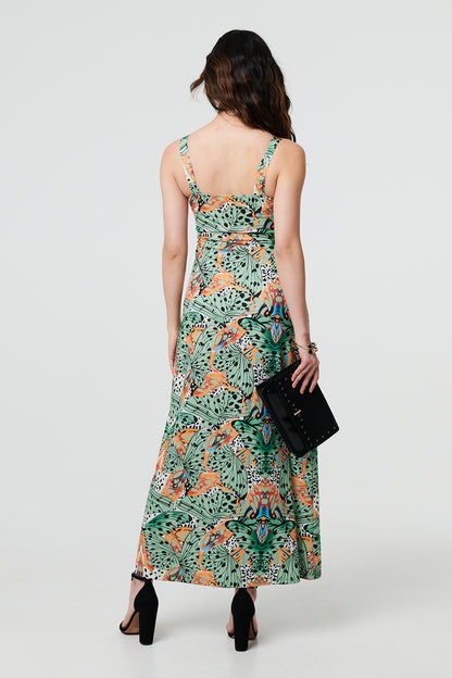 Tropical Print Empire Maxi Dress in GREEN [PK-8]