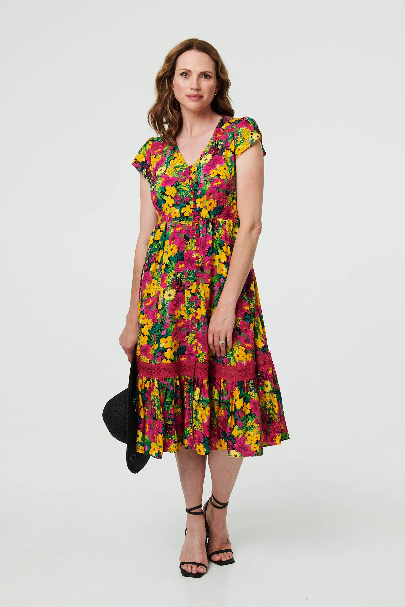 FLORAL LACE DETAIL DRESS [PK-8]