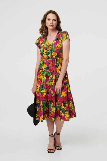 FLORAL LACE DETAIL DRESS [PK-8]