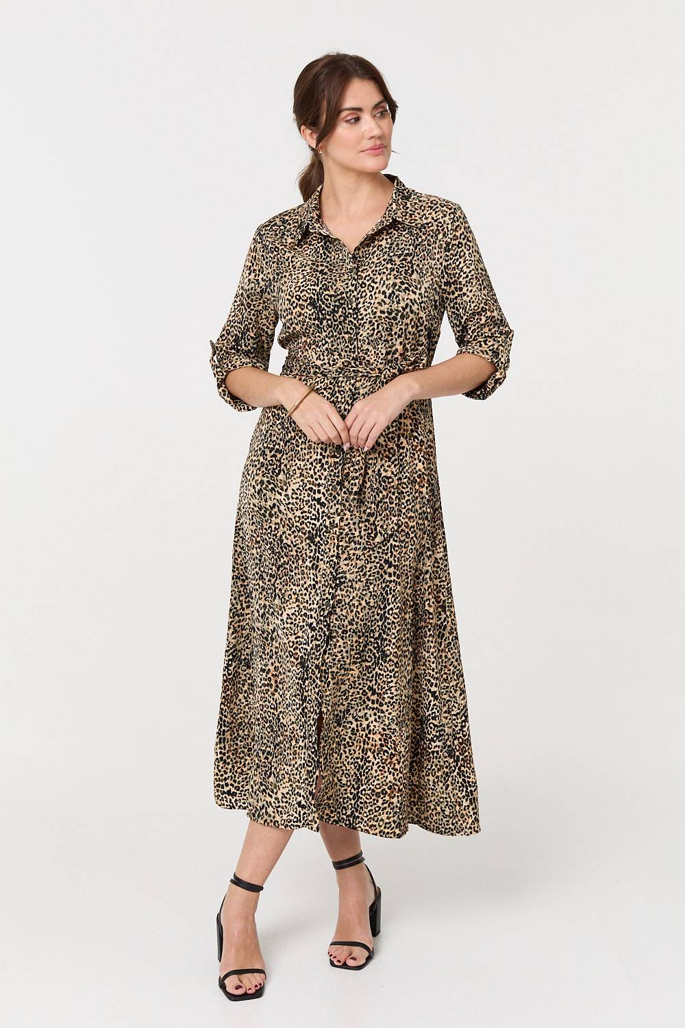 LEOPARD PRINT TIE WAIST DRESS [PK-8]