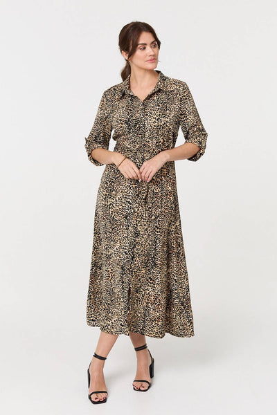 LEOPARD PRINT TIE WAIST DRESS [PK-8]